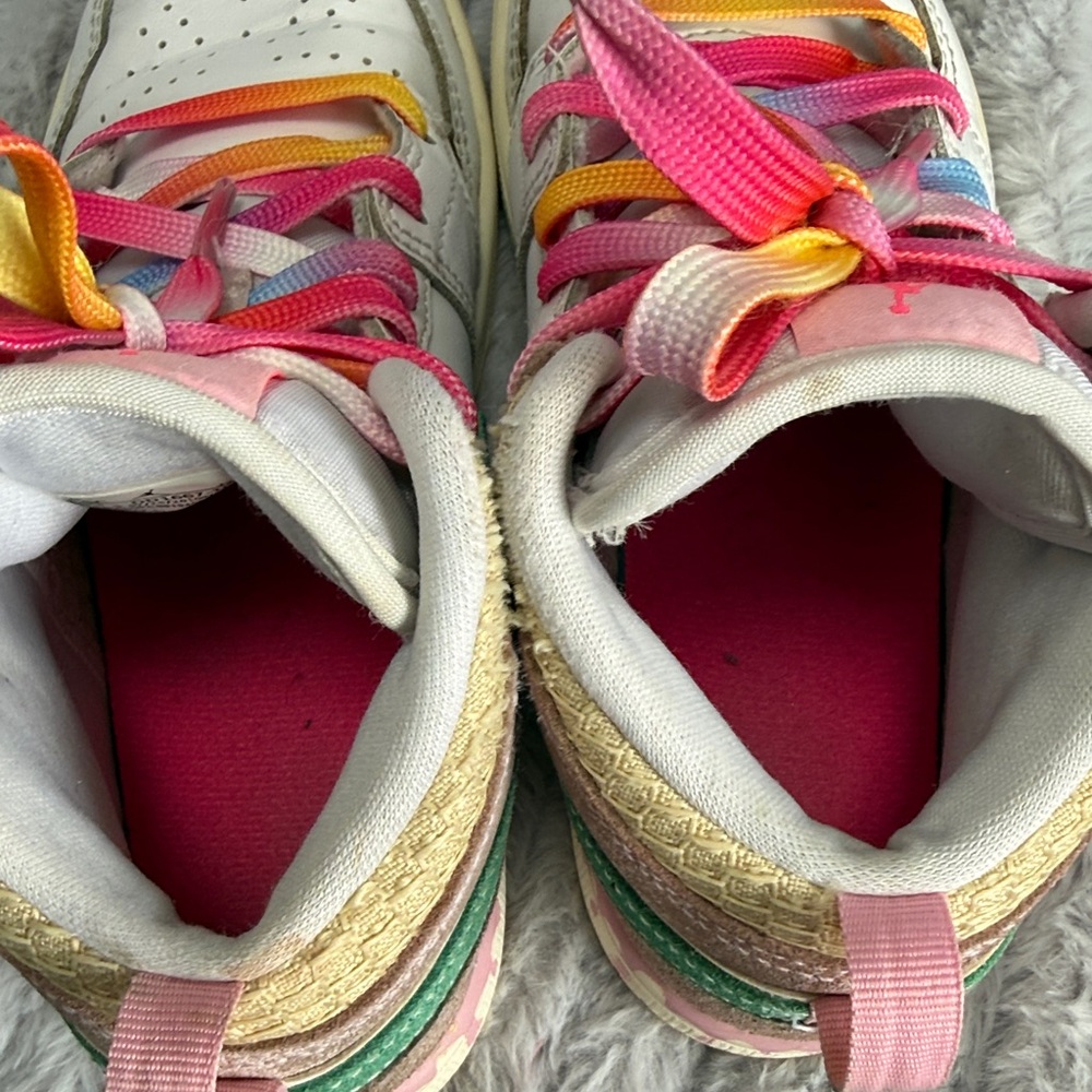 Nike Kids White Sneakers with Rainbow Laces - Picture 7 of 11